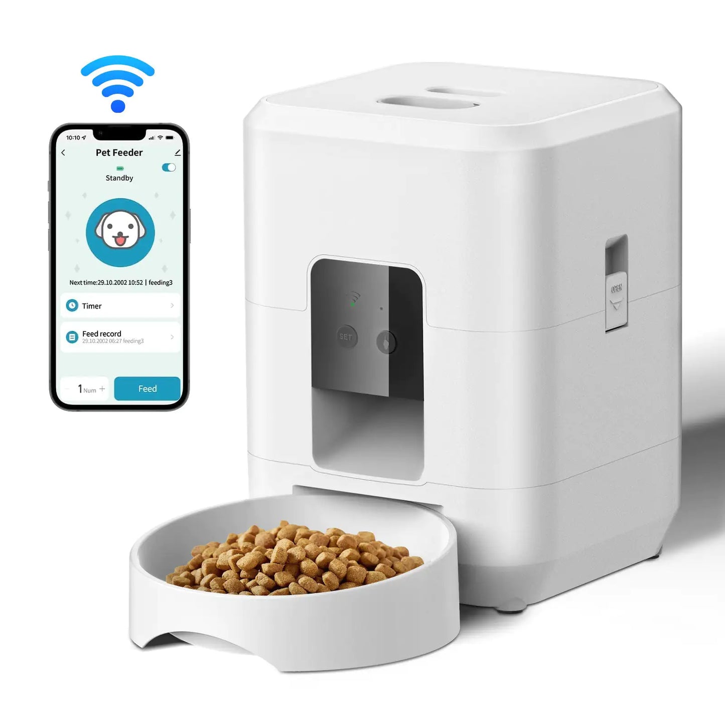 WhiskerWare Smart Automatic Cat Feeder – Programmable Pet Food Dispenser with Portion Control & Freshness Seal