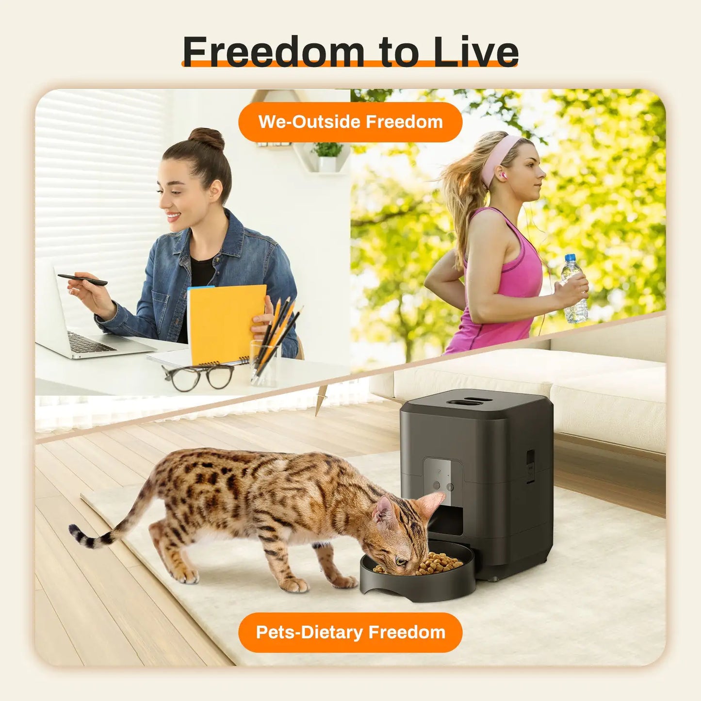 WhiskerWare Smart Automatic Cat Feeder – Programmable Pet Food Dispenser with Portion Control & Freshness Seal